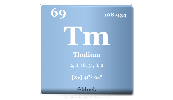 Uso de elementos de Tulio, símbolo Tm, hechos y propiedades del metal de tierras raras Tulio